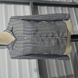 Love Tree Blue White Striped Womens  Long Sleeve Button Down‎ Shirt Size Small